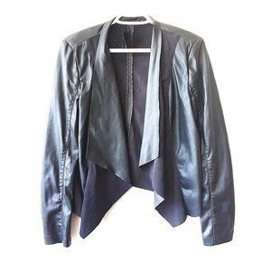 Dynamite faux leather suede drape cropped blazer